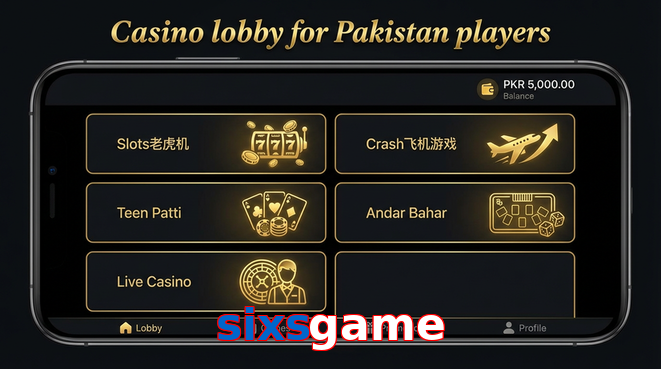 Lobby view of Sixsgame for Pakistan users